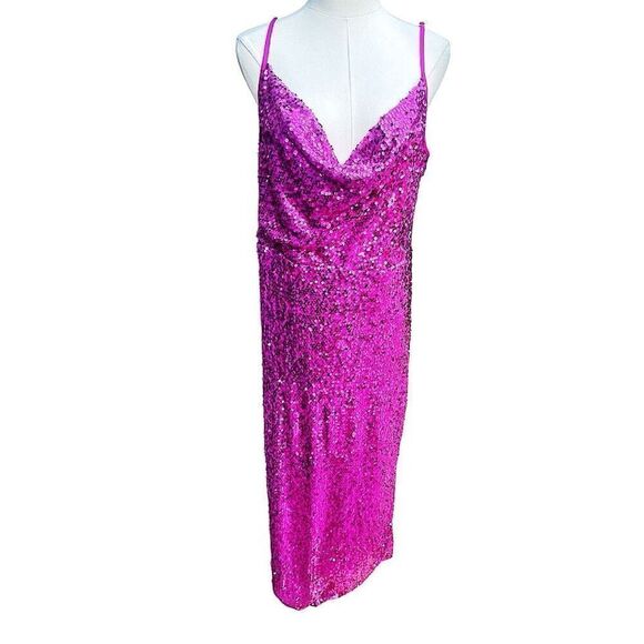 Taylor Plus Size Pink Sequin Maxi Dress Size 16 Fairycore Feminine - Picture 2 of 7